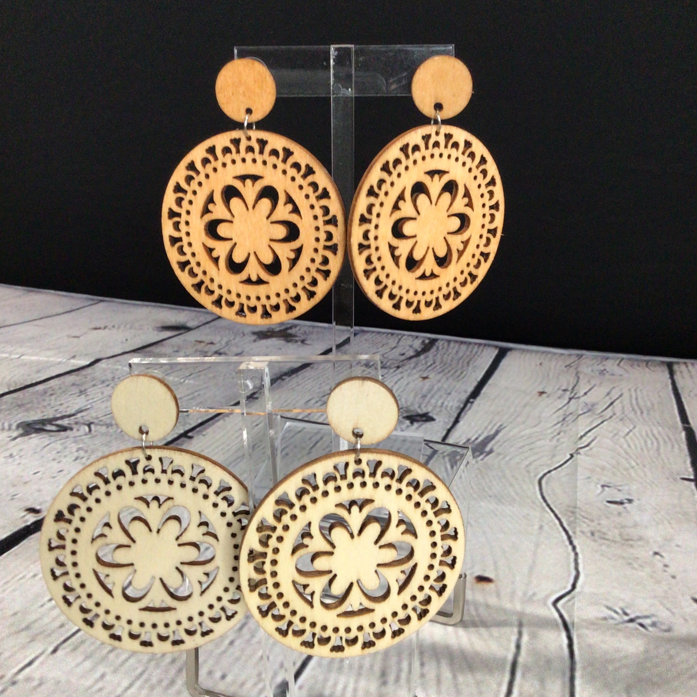 Wooden Mandala Earrings